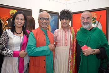 Chitra Mete,Raosaheb Gurav, Rohit Verma & Kanwaljeet singh at the art gallery. - 26th February 2014,  Jehangir Art Gallery, Mumbai.